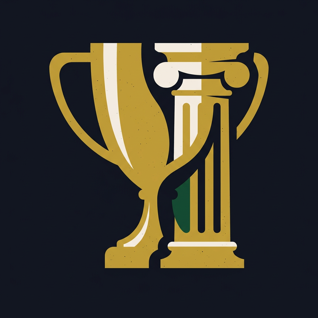 Illustration d’un trophée entrelacé avec une colonne de bâtiment institutionnel.