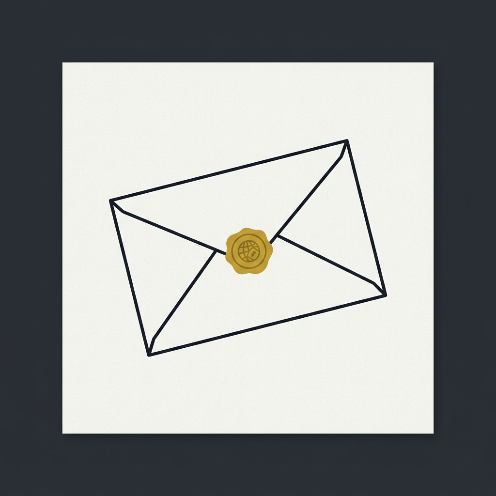 Illustration d'une enveloppe scellée représentant La Lettre de Geostars.